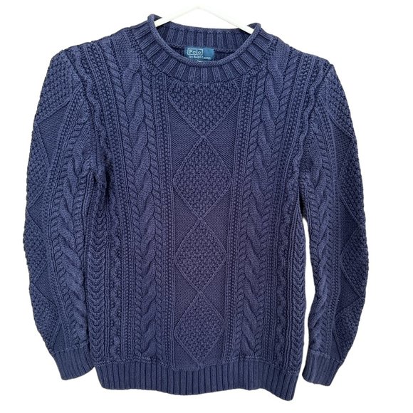 Navy Cable Knit Pullover Sweater from Polo by Ralph Lauren - Picture 1 of 6